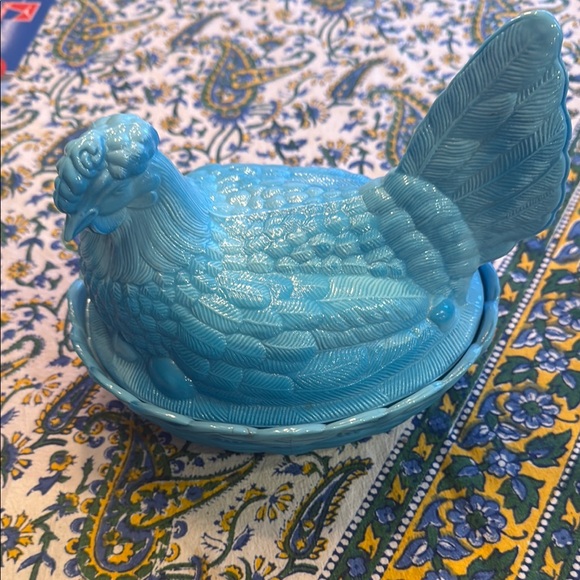 Other - Blue ceramic chicken basket